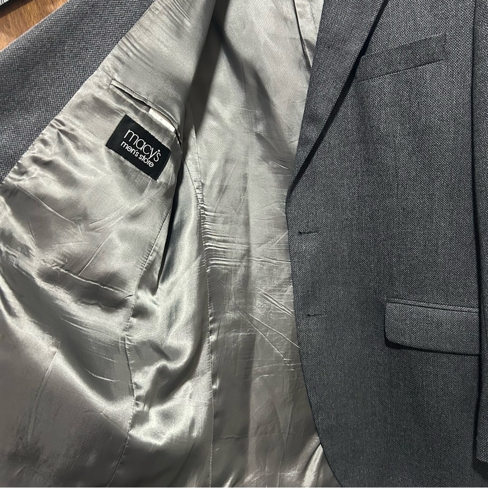 Lauren Ralph Lauren 42L Blazer Gray Lamb's Wool Sport Coat Jacket 2 Button - Picture 4 of 10